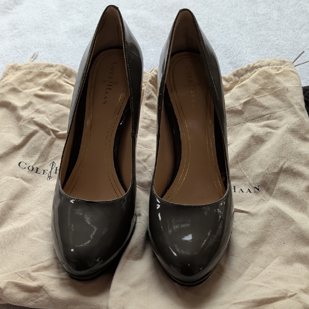 Cole Haan Chelsea Gray Patent Heels